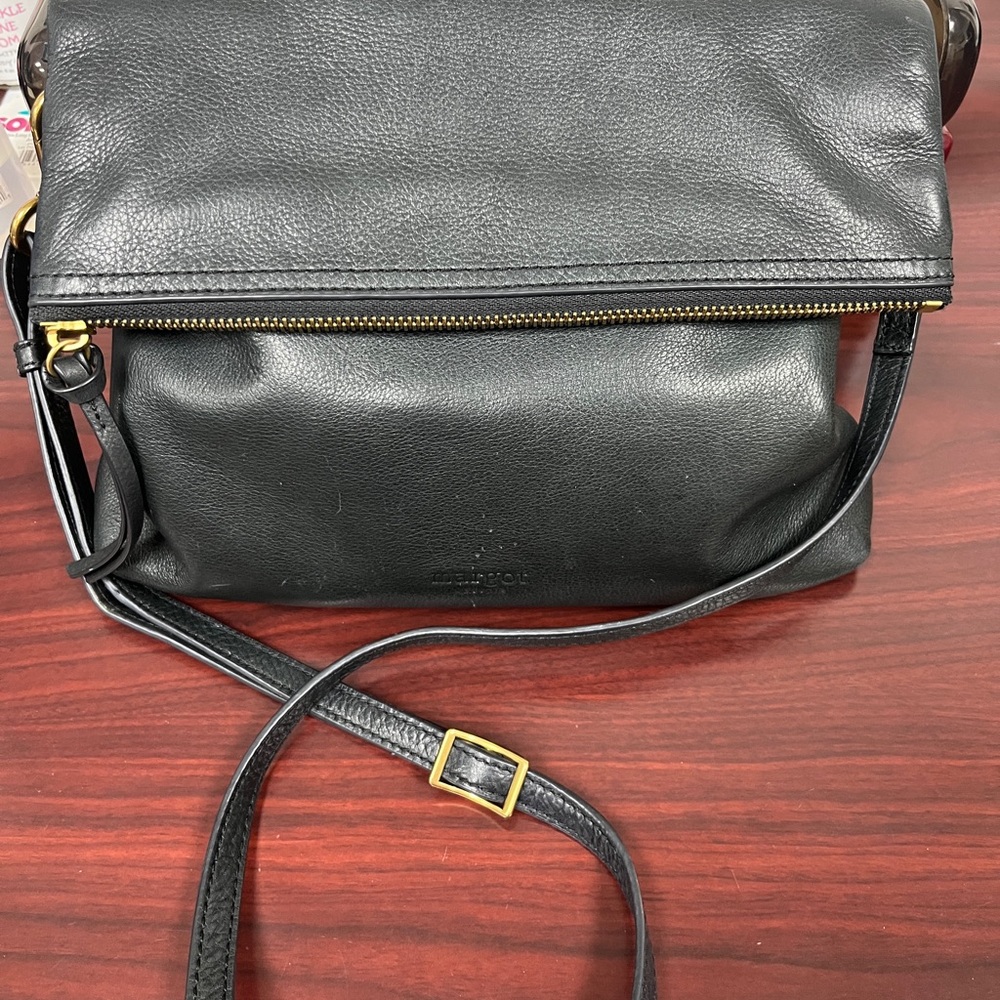 Margot Black Leather Bag with Gold Detail